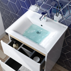 M85AFHX0552WG X-Joy, База под раковину, подвесная, 55 см, 2 ящика, белый глянец