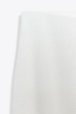 ZARA ТРИКОТАЖНАЯ ЮБКА-МИДИ С РАЗРЕЗОМ, СЛОНОВАЯ КОСТЬ