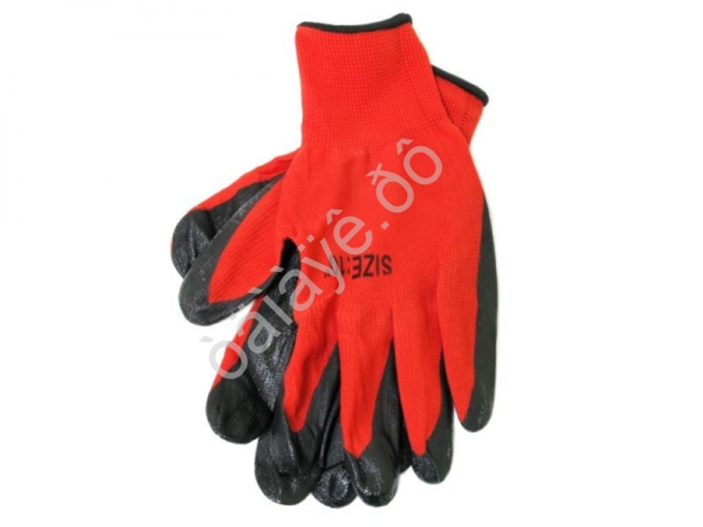 Перчатки нейлоновые с нитриловым обливом (красно-черные) ABS (уп12пар) 4460122кч