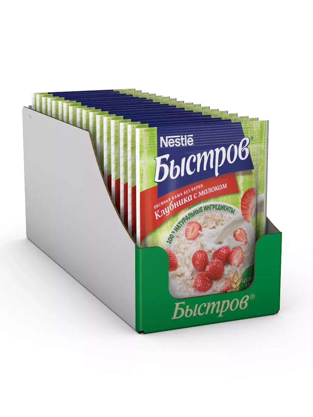 Каша овсяная клубника с молоком. 40г - 17 пакетиков