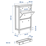Обувница 2 отделения с ящиком КАНТРИ (IKEA HEMNES), 89х30х127 см, белая