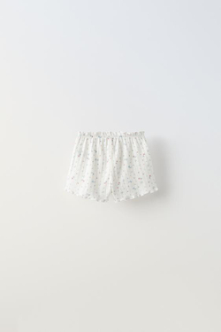 ZARA КОМПЛЕКТ С ПЕРФОРАЦИЕЙ И ЦВЕТОЧНЫМ ПРИНТОМ, ЭКРЮ