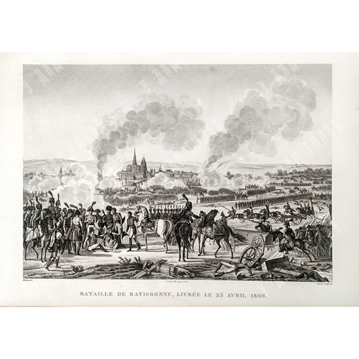 [Наполеон] Сражение при Ратисбонне 23 апреля 1809 г. Гравюра, 1834