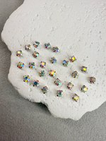 Шатоны 4 мм, Белый радужный в серебре, 25 шт