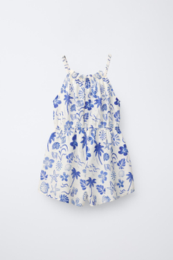 ZARA КОМБИНЕЗОН С ПРИНТОМ «РАКУШКИ», ЯРКО-СИНИЙ