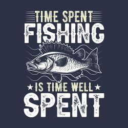 принт PewPewCat Time spent fishing темно-синий