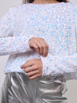 Костюм брючный праздничный с пайетками для девочки белый