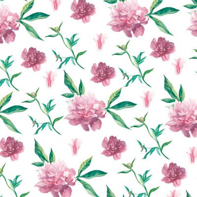 Бесшовный принт c акварельными пионов