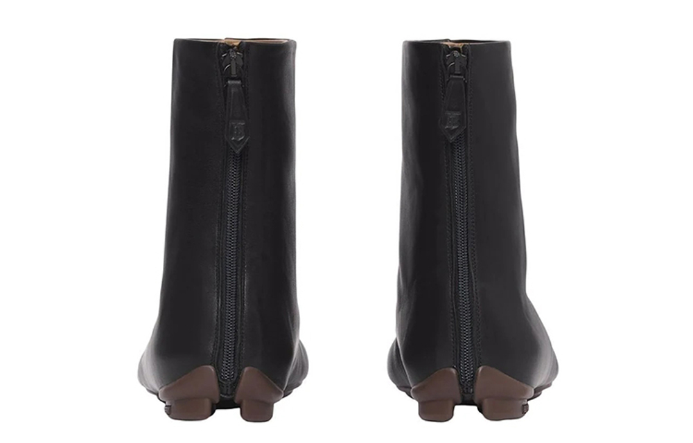 Burberry Phoenix Leather Sock Ankle Boots Black Ebony Brown