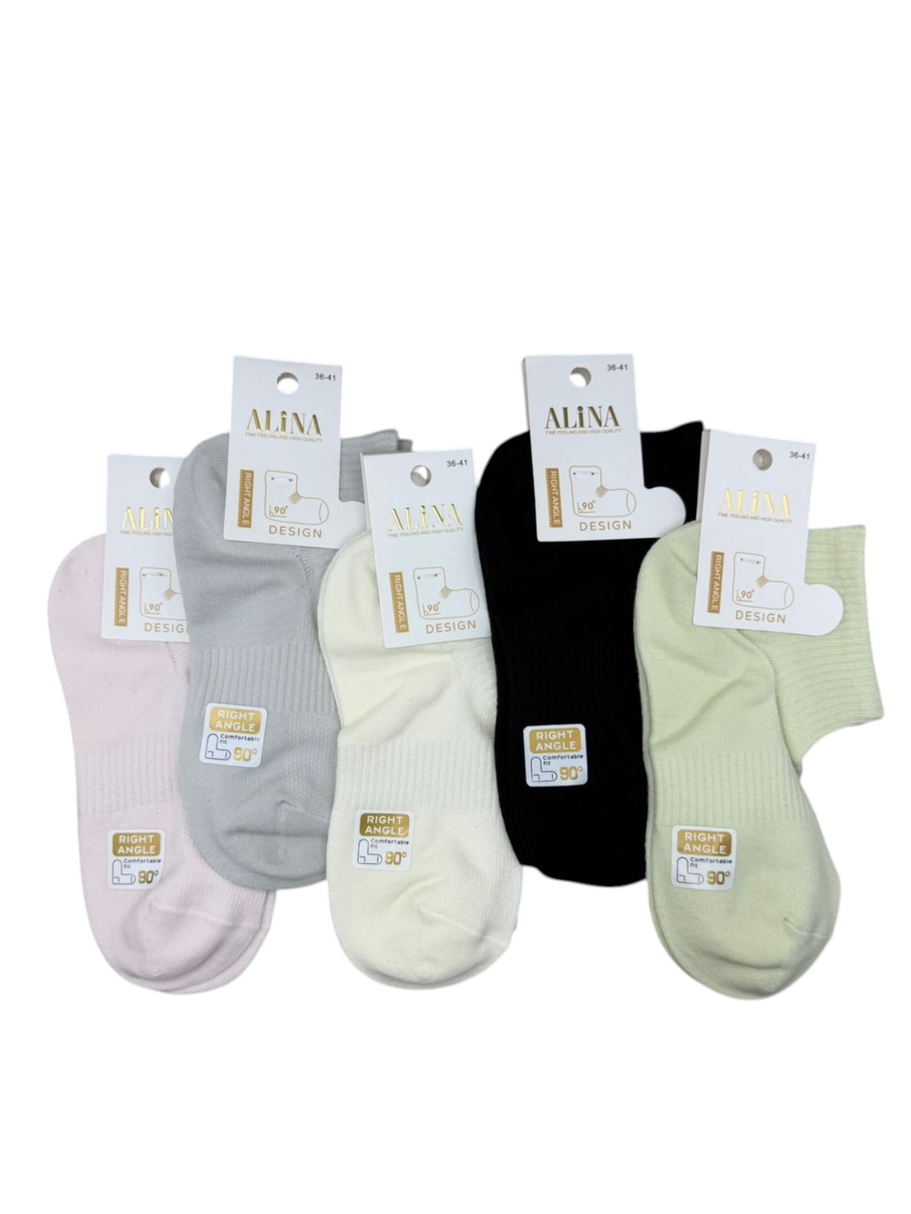 Носки женские укороченные с вывязанной пяткой 90 градусов 10 шт.