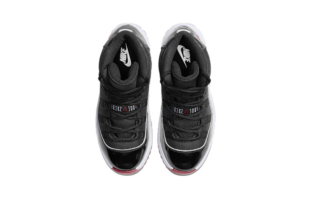 Middle-aged children Jordan Air Jordan 11 BP 2019 replica playoffs non-slip shock absorption wear-resistant middle-help children's basketball shoes black and red