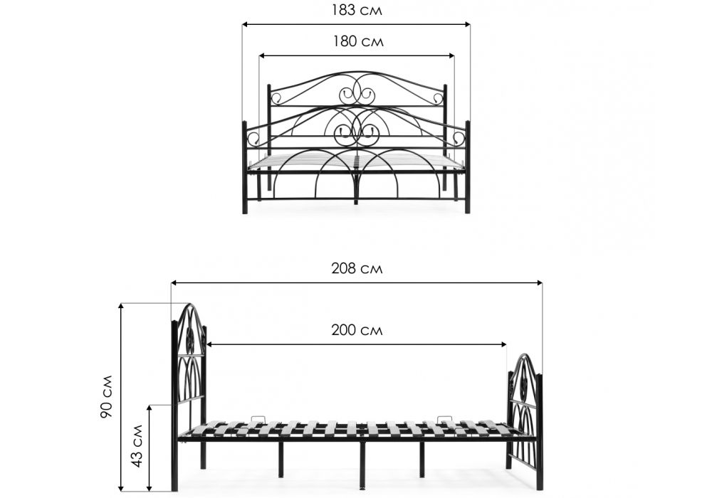 Двуспальная кровать Морика 180х200 черная