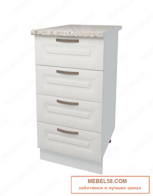 Кухня Агава Н400-4Я МДФ стол разделочный 4 ящика корпус белый/лиственница светлаяя (корпус Н400-4Ябе