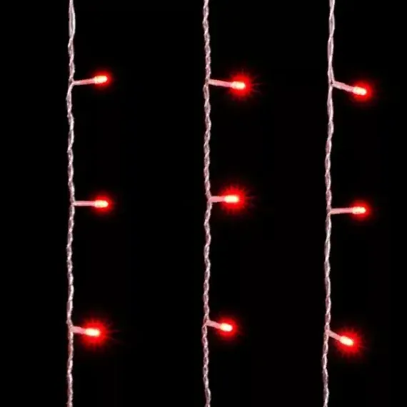 Светодиодный занавес 2*2 м., 400 красных LED ламп, прозрачный провод ПВХ, LTC (PCL402-10-2R)