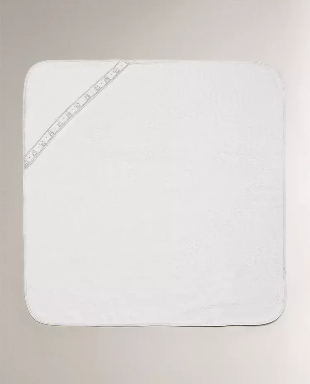 ZARA HOME ДЕТСКОЕ ПОЛОТЕНЦЕ С КАПЮШОНОМ И ПРИНТОМ, ЖЕЛТОВАТО-БЕЛЫЙ