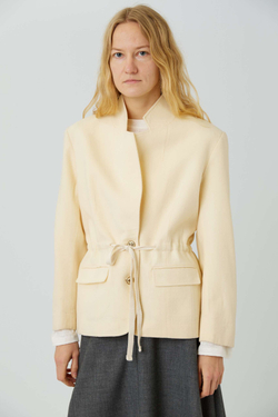 Винтажный жакет из молочной шерсти с кулиской