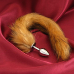 Серебристая анальная пробка с каштановым хвостом (Цвет: серебристый)