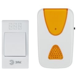 Звонок дверной ЭРА A02 беспроводной аналоговый белый с оранжевым 32 мелодии | Электрозвонки беспроводные