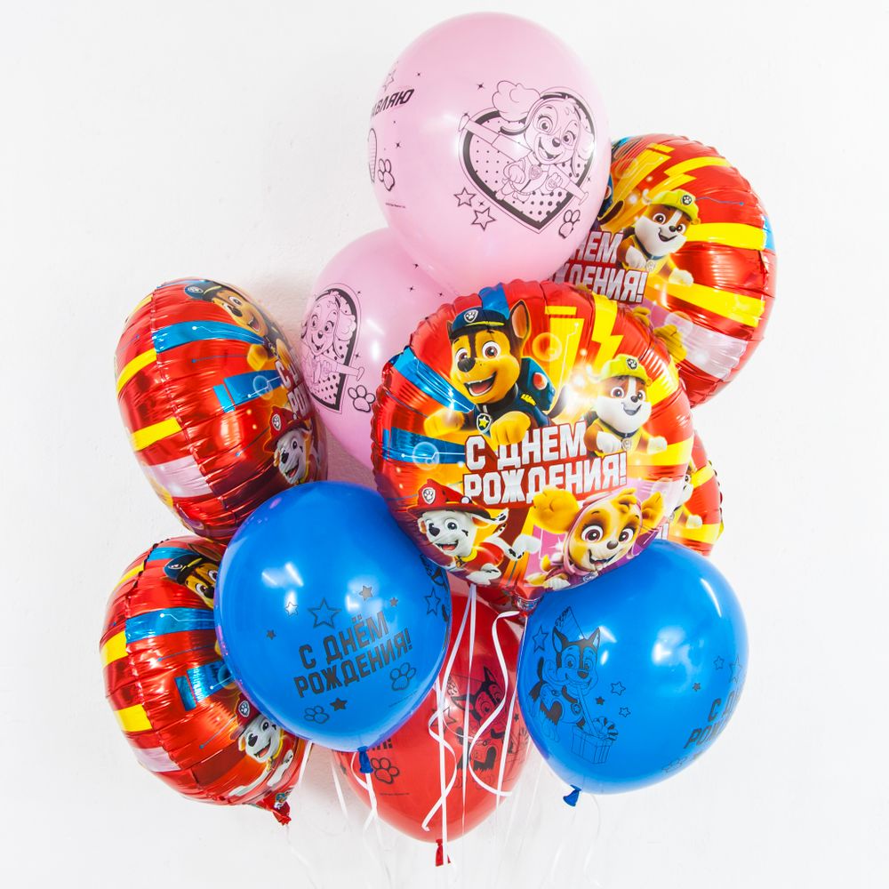 Шар (18"/46 см) Круг, Щенячий Патруль, Дружная команда, Красный