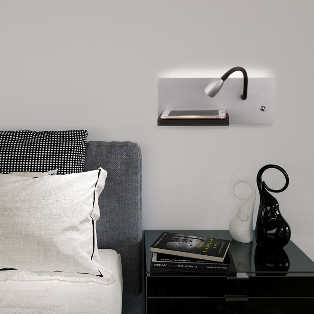 Бра Elektrostandard MRL LED 1112 серебро/чёрный (правый)