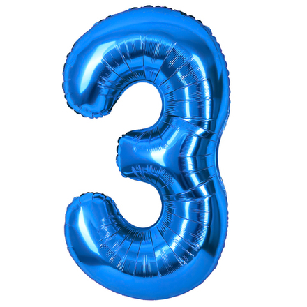 Шар (42"/102 см) Цифра 3 ярко голубой ж82