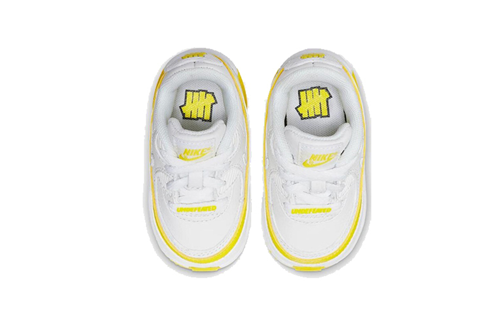 Baby UNDEFEATED x Nike Air Max 90 comfortable and lightweight low-top toddler shoes yellow and white