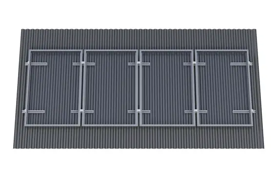 Крепёж четырёх солнечной батареи 100-200 Вт на наклонную крышу. 70 мм