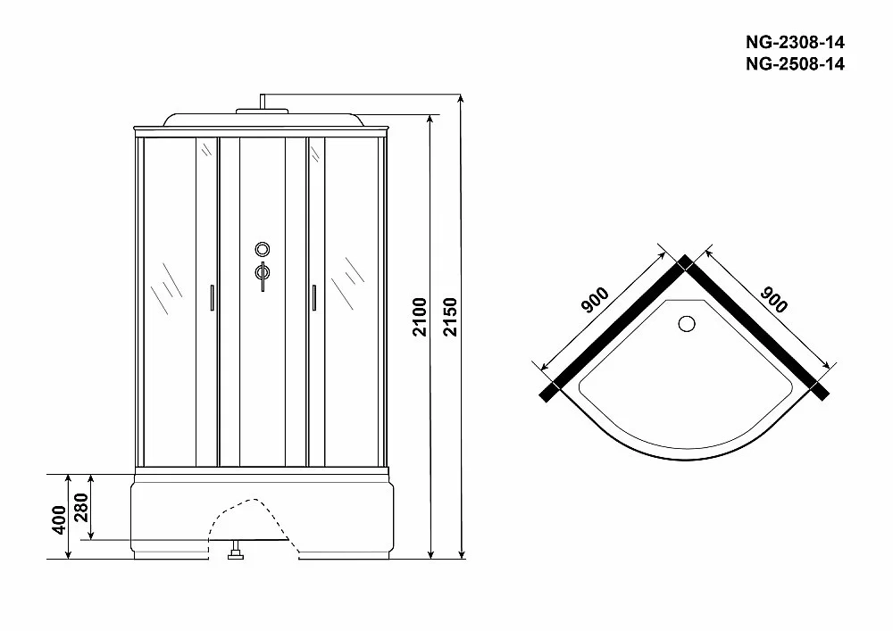 Душевая кабина Niagara Classic NG-2308 90х90