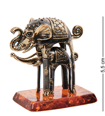 Народные промыслы AM-3262 Фигурка «Слоны Дали» (латунь, янтарь)