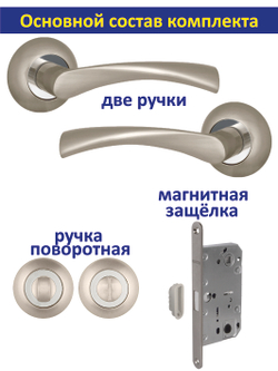 Дверная ручка межкомнатная с магнитной защелкой и фиксатором