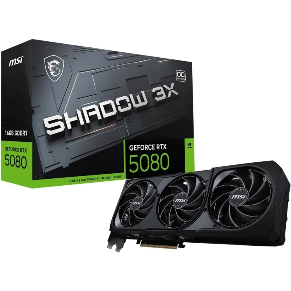 Видеокарта MSI GeForce RTX™ 5080 16G GDDR7 256-bit SHADOW 3X OC, 2655 МГц