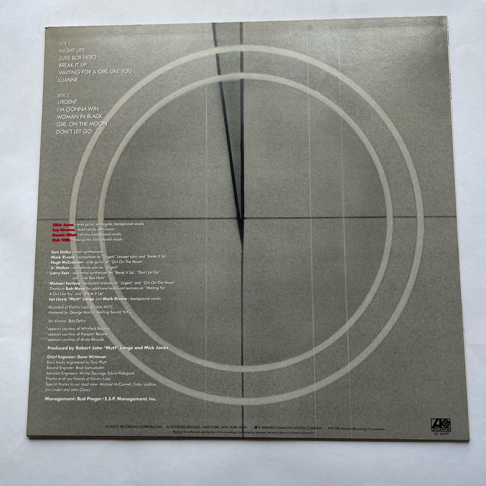 Винтажная виниловая пластинка LP Foreigner 4 (Япония 1981) (Без Оби)