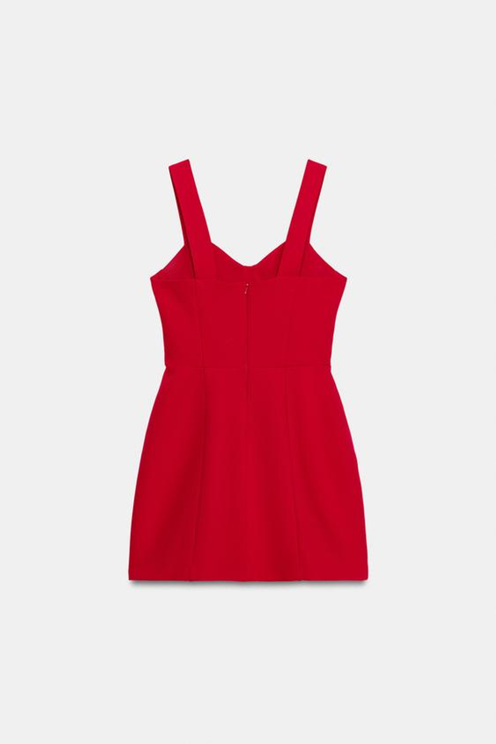 ZARA МИНИ-ПЛАТЬЕ В БЕЛЬЕВОМ СТИЛЕ, КРАСНЫЙ