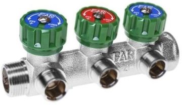 Коллектор FAR 3/4"x1/2" на 3 выхода «евроконус» (ВР-НР) FK 3822 3412