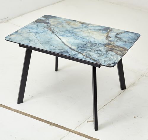 Стол АРУБА 120 нераздвижной МАГЕЛЛАН, стекло/ ЧЕРНЫЙ каркас