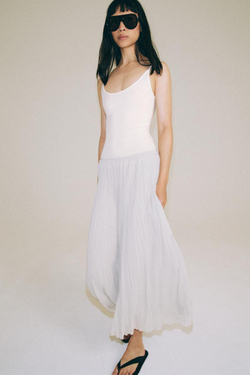 ZARA ПЛИССИРОВАННАЯ ЮБКА МИДИ — ZW COLLECTION, СВЕТЛО-СЕРЫЙ