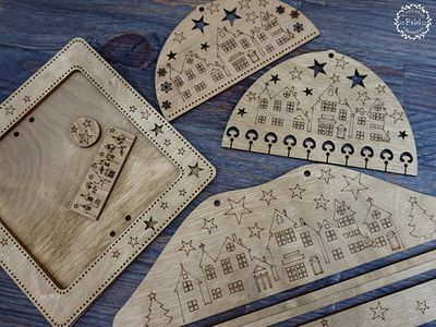 Квадратная рама с окном под вышивку 12 см "Зимняя ночь"