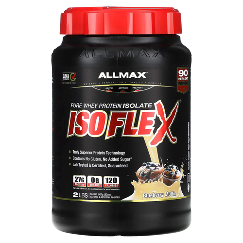 ALLMAX, ISOFLEX®, чистый изолят сывороточного протеина, со вкусом голубики, 907 г (2 фунта)