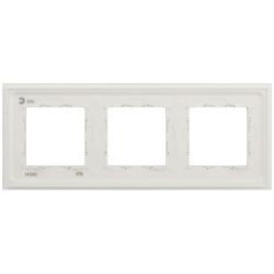 Рамка для розеток и выключателей ЭРА Elegance 14-5103-01М на 3 поста, стекло, белый матовый+бел.