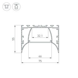 Профиль ARH-POWER-7555-COMFORT-2000 ANOD (Arlight, Алюминий) 036355