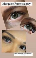 Натуральные серо - зеленые цветные линзы Marquise Rumeisa gray/ Серо зеленые цветные линзы для темных и светлых глаз / 12 месяцев