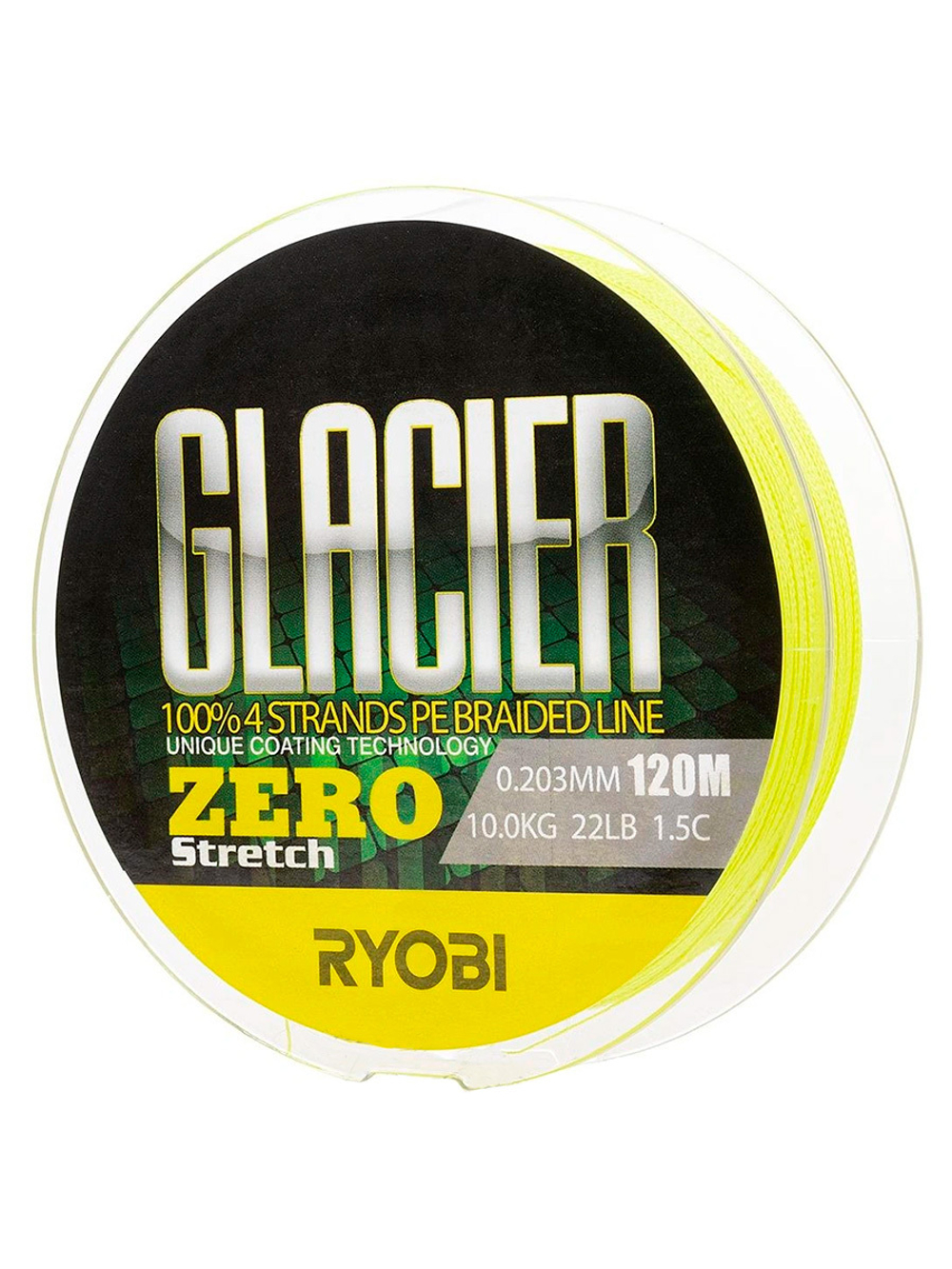 Шнур плетеный для рыбалки Ryobi GLACLER ZERO-120M yellow 0.3/d-0.092mm