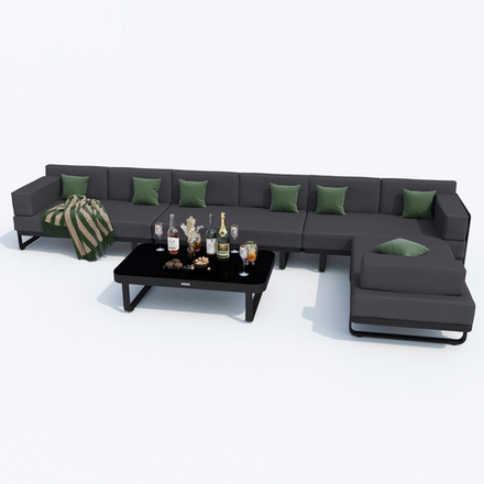 Лаунж зона угловая Ideal Patio ТЕСОРА антрацит - каркас карбон