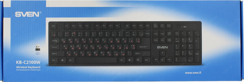 Клавиатура SVEN Wireless KB-C2100W Black &lt;USB&gt; 104КЛ, беспроводная