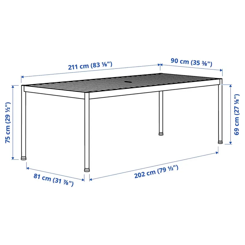 Стол садовый - IKEA SEGERÖN/SEGERON, 75x212x91см, белый, СЕГЕРОН ИКЕА