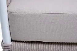 "Диего" кресло плетеное из роупа, основание дуб, каркас алюминий светло-серый (RAL7035) муар, роуп бежевый круглый, ткань бежевая 052