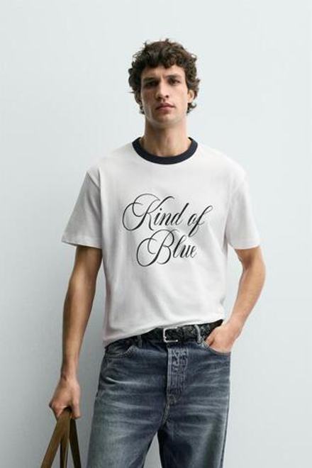 ZARA ФУТБОЛКА С ПРИНТОМ ©MILES DAVIS, БЕЛЫЙ