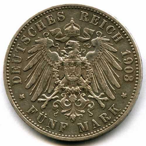5 марок 1903 год (A) Германия-Пруссия VF-XF