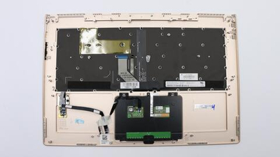 Верхняя панель с клавиатурой (топкейс) для ноутбука Lenovo Yoga 910-13IKB FingerPrint, золотая, с подсветкой, раскладка - русская (5CB0M35096)