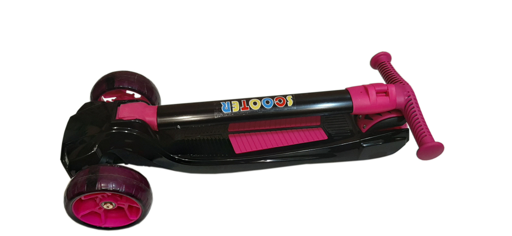 Самокат детский трехколесный светящийся Scooter Maxi Pro Plus темно-розовый с черным